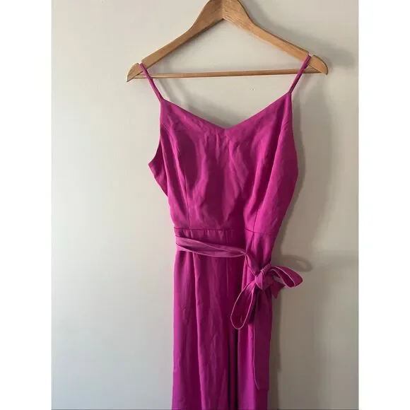 Nine West Magenta Daisy V-Neck Cropped Jumpsuit Size Medium NWT - Picture 5 of 9